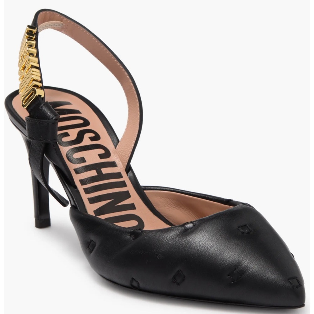 MOSCHINO Pointed Toe Leather Slingback PUMP